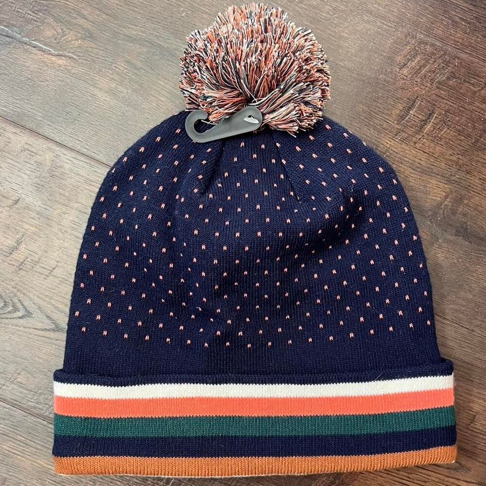 L.L.Bean Cursive Knit Pompom Beanie with Striped Cuff - Picture 5 of 7